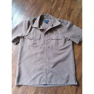 John Blair Mens Safari Short Sleeve Shirt Beige/Epaulets/Utility Pockets (L)